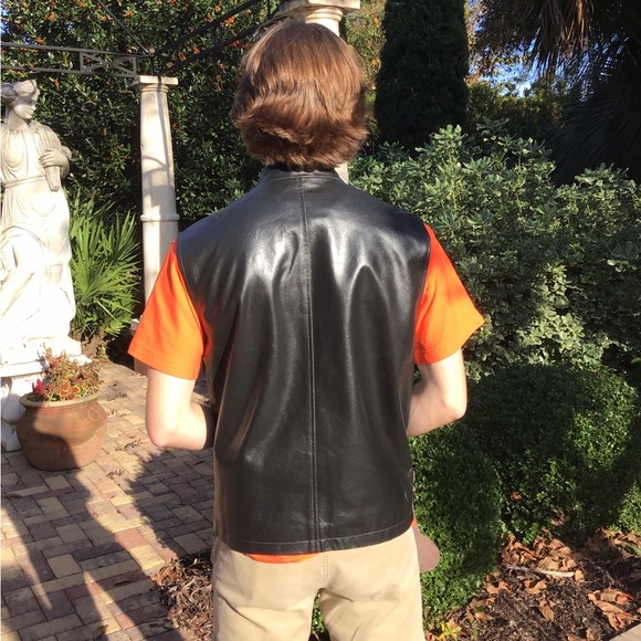 Kenneth Cole New York Mens black leather vest - Picture 2 of 3